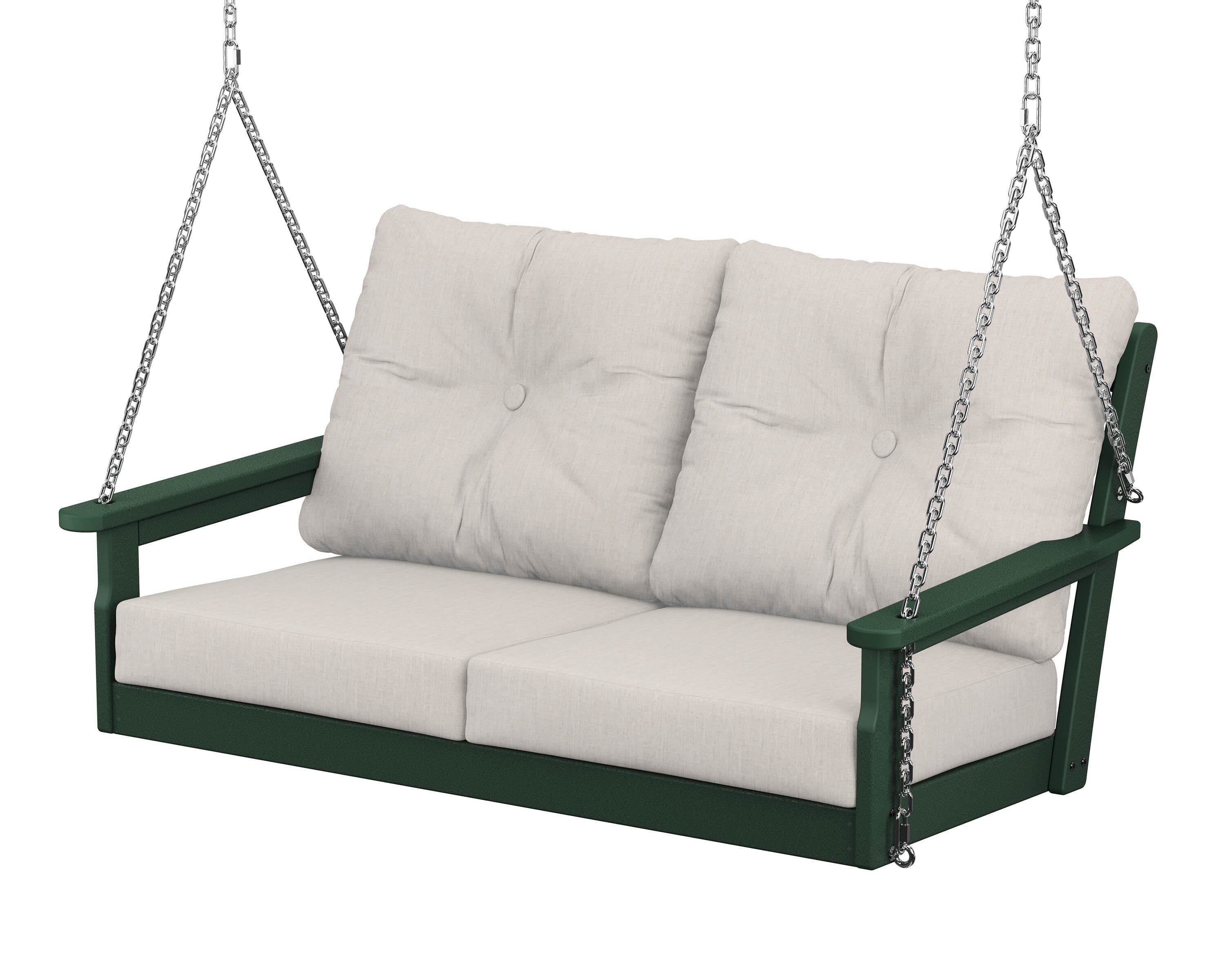 POLYWOOD® Vineyard Deep Seating Swing in Green / Cast Ash