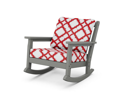 POLYWOOD® Chippendale Deep Seating Rocking Chair in Slate Grey / Trellis Crimson