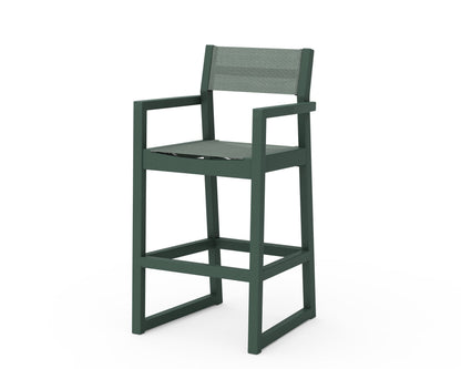 POLYWOOD® EDGE Sling Bar Arm Chair in Green / Dupioni Sea Mist Sling