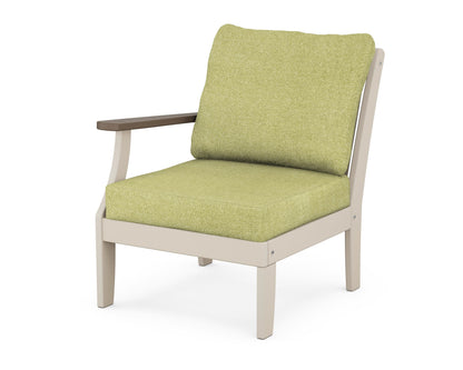POLYWOOD® Braxton Modular Left Arm Chair in Sand / Kona / Chartreuse Boucle
