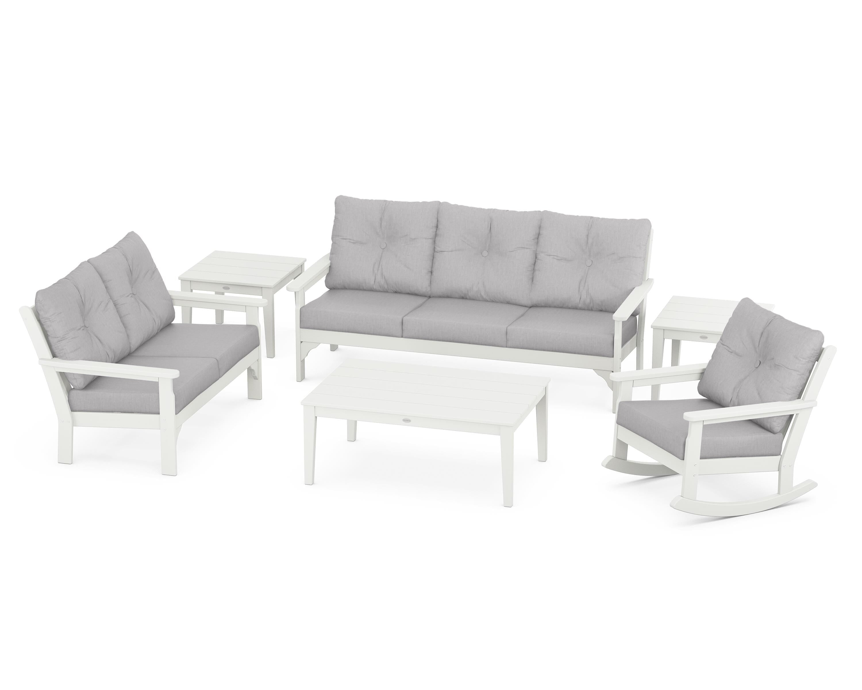 POLYWOOD® Vineyard 6-Piece Deep Seating Set in Vintage White / Granite
