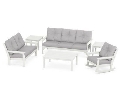 POLYWOOD® Vineyard 6-Piece Deep Seating Set in Vintage White / Granite