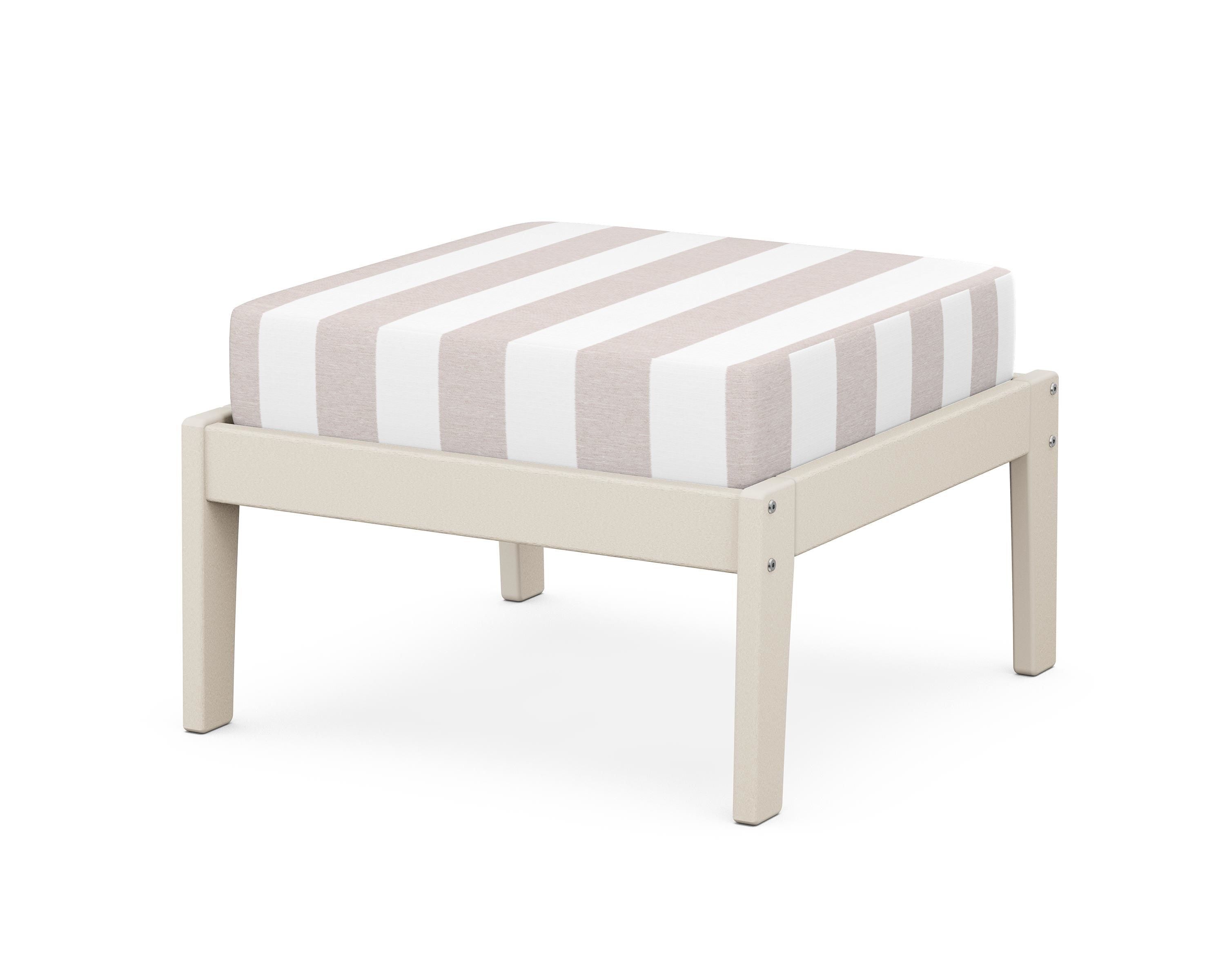 Unbranded Deep Seating Ottoman in Sand / Cabana Stripe Dune Burlap