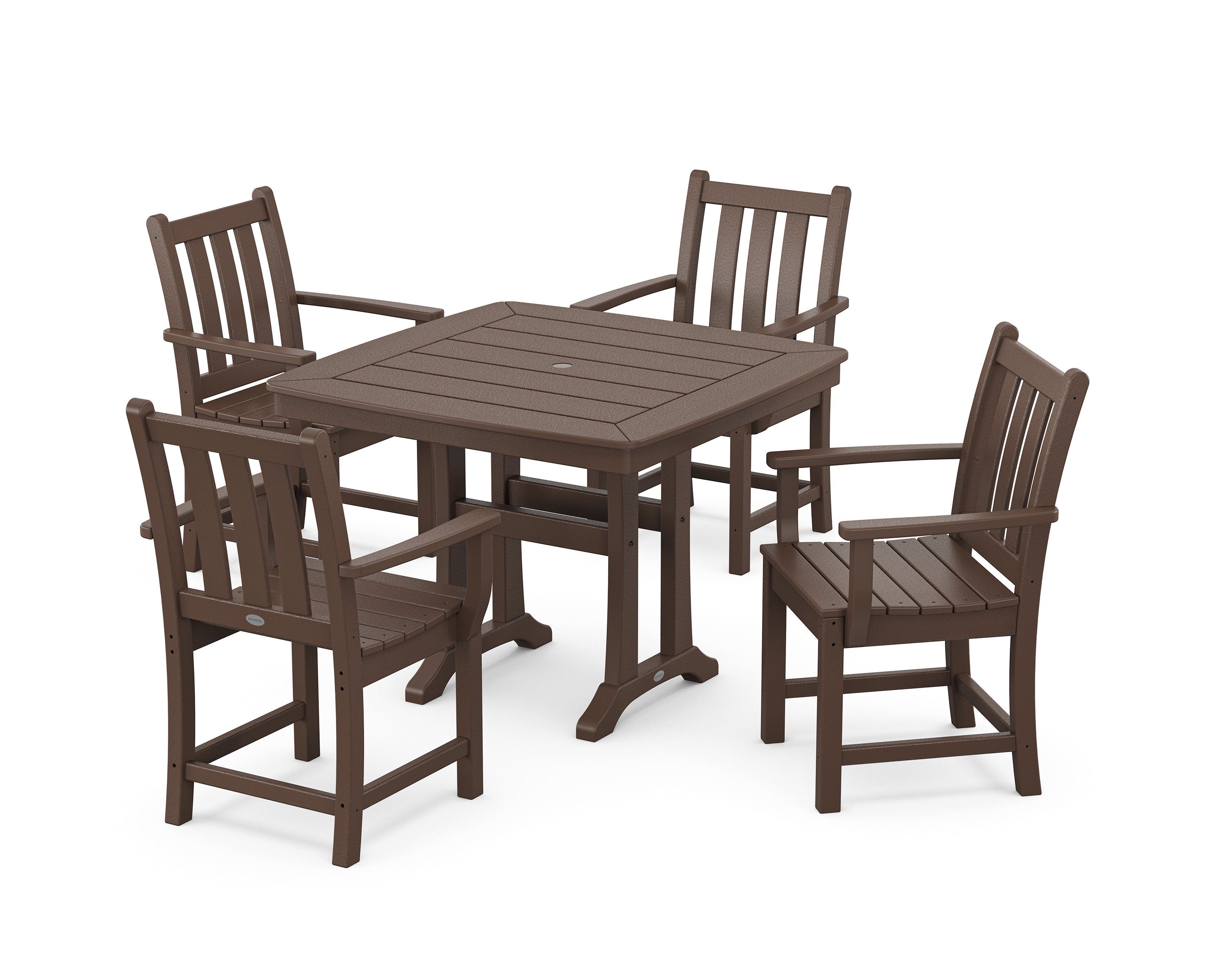 POLYWOOD® Traditional Garden 5-Piece Dining Set with Trestle Legs in Mahogany