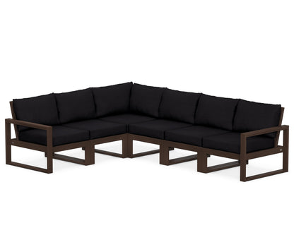 POLYWOOD® EDGE 6-Piece Modular Deep Seating Set in Mahogany / Midnight Linen