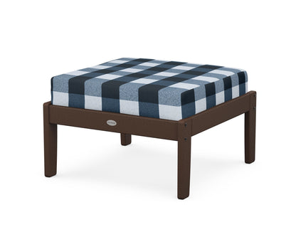 POLYWOOD® Braxton Deep Seating Ottoman in Mahogany / Buffalo Plaid Marine Indigo