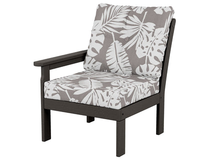 POLYWOOD® Vineyard Modular Left Arm Chair in Vintage Coffee / Leaf Grey Mist