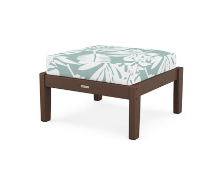 Martha Stewart by POLYWOOD® Chinoiserie Deep Seating Ottoman in Mahogany / Leaf Glacier Spa