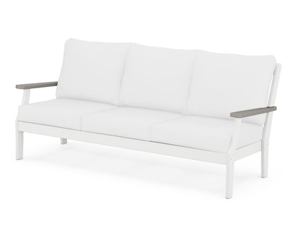 POLYWOOD® Braxton Deep Seating Sofa in White / Driftwood / Natural