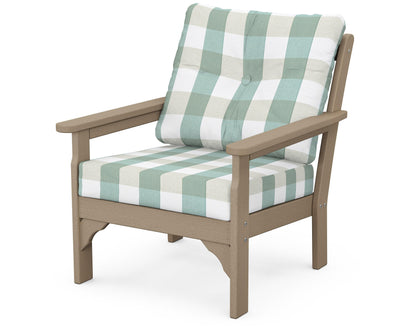 POLYWOOD® Vineyard Deep Seating Chair in Vintage Sahara / Buffalo Plaid Glacier Spa