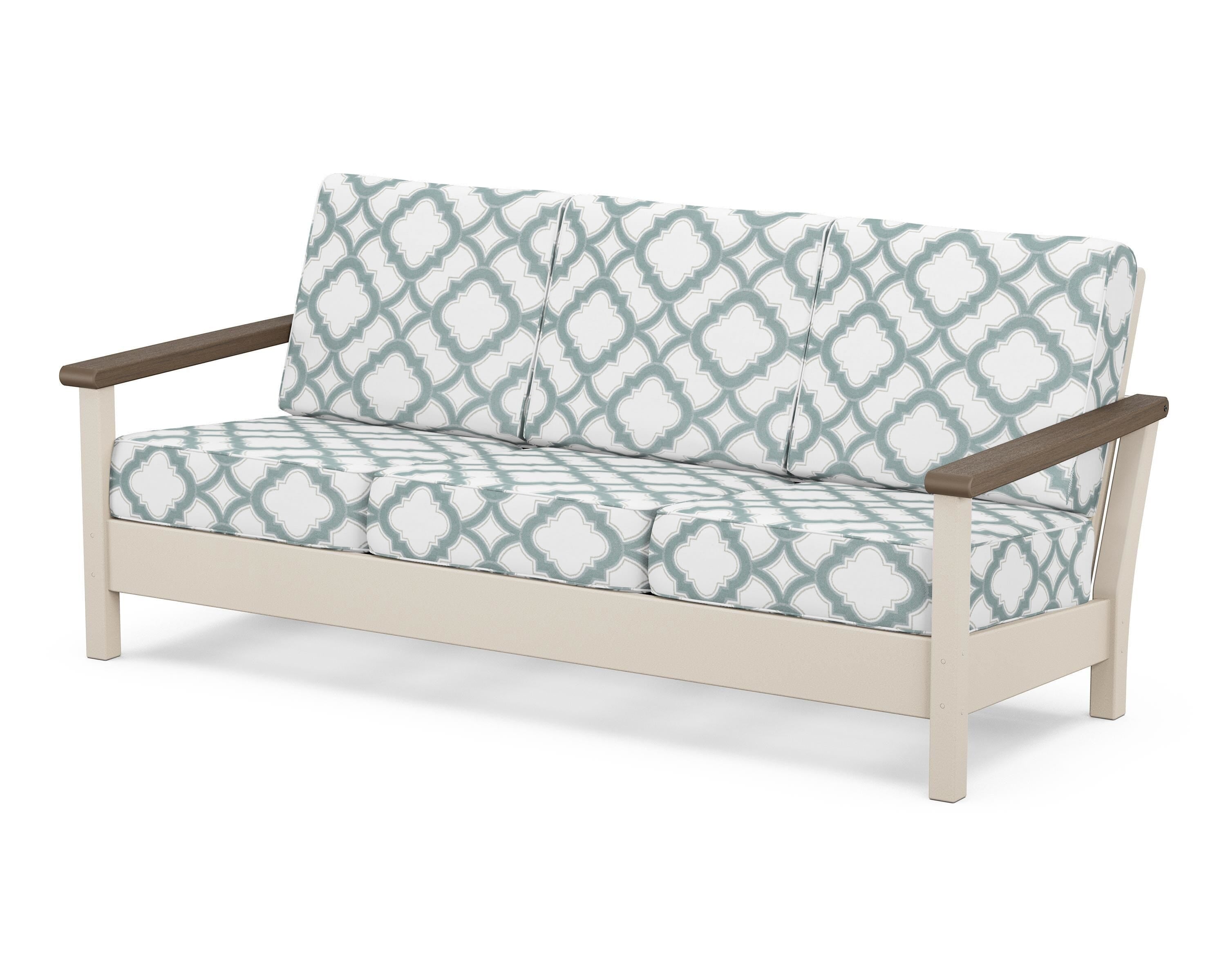 POLYWOOD® Harbour Deep Seating Sofa in Sand / Kona / Trellis Glacier Spa