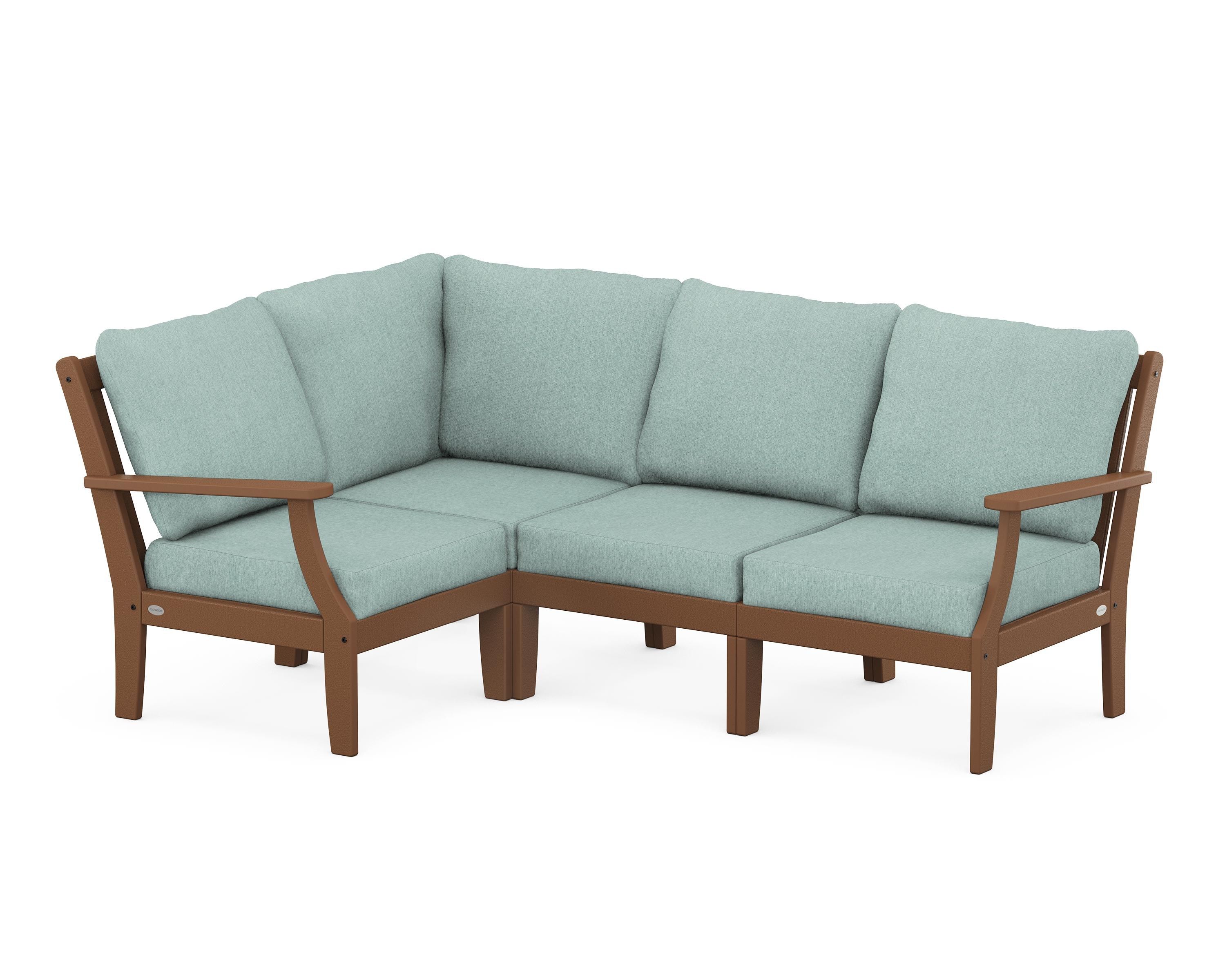 POLYWOOD® Braxton Modular 4-Piece Deep Seating Set in Teak / Glacier Spa