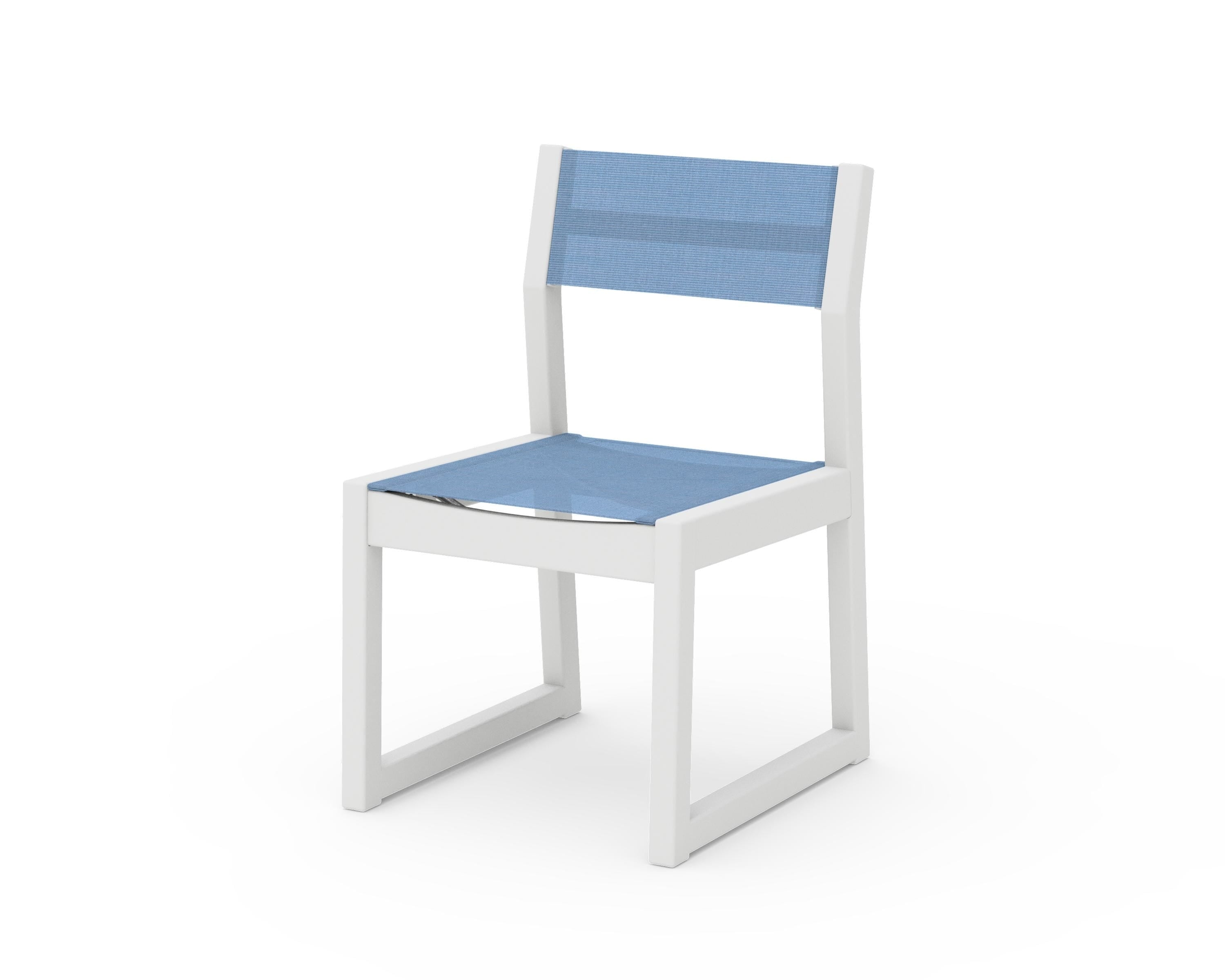 POLYWOOD® EDGE Sling Dining Side Chair in White / Poolside Sling