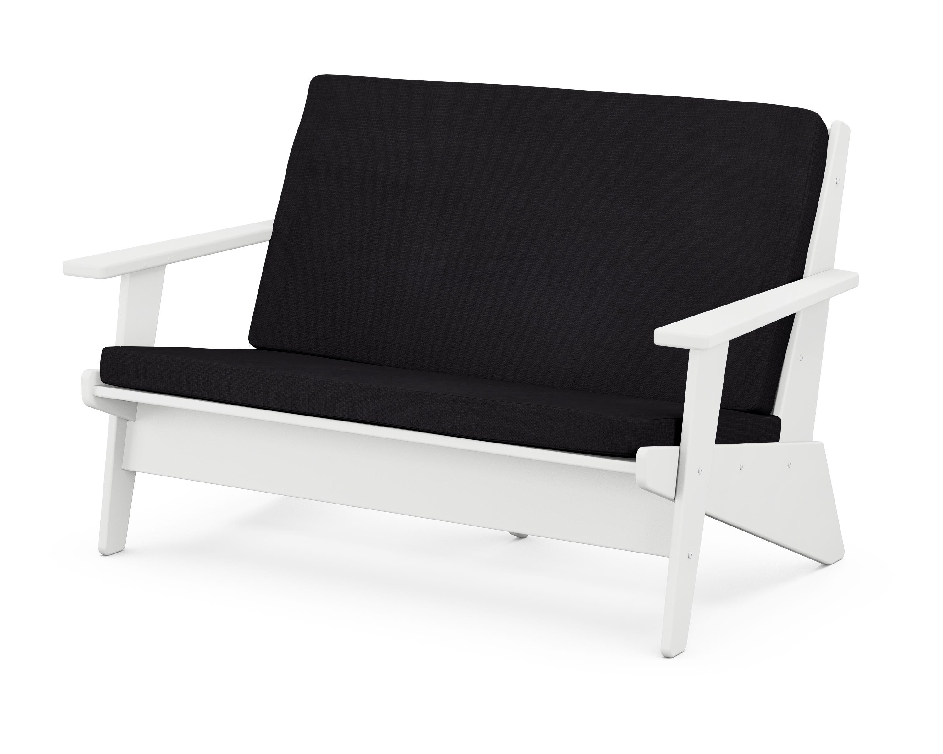 POLYWOOD® Riviera Modern Lounge Loveseat in White / Midnight Linen