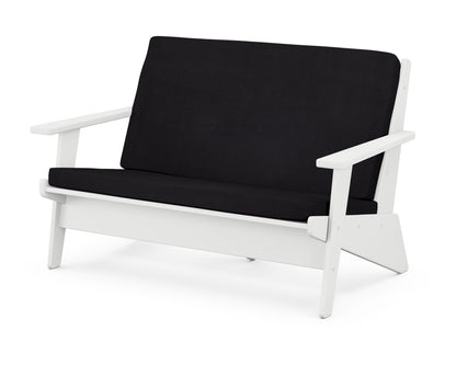 POLYWOOD® Riviera Modern Lounge Loveseat in White / Midnight Linen