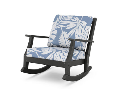 Country Living Wovendale Deep Seating Rocking Chair in Black / Leaf Sky Blue