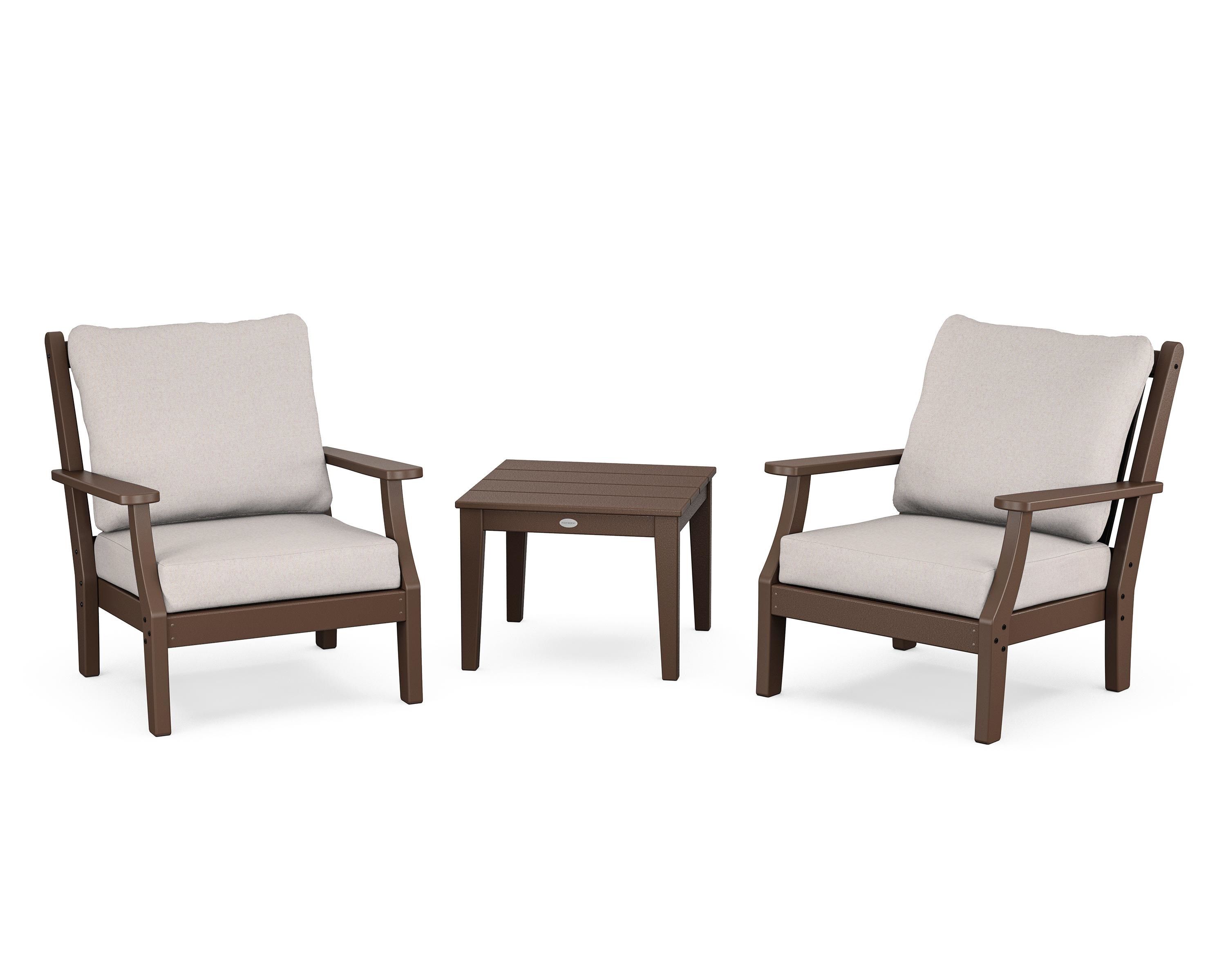 Country Living Wovendale 3-Piece Deep Seating Set in Mahogany / Dune Burlap