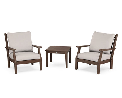 Country Living Wovendale 3-Piece Deep Seating Set in Mahogany / Dune Burlap