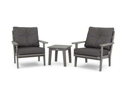 POLYWOOD® Lakeside 3-Piece Deep Seating Chair Set in Slate Grey / Ash Charcoal