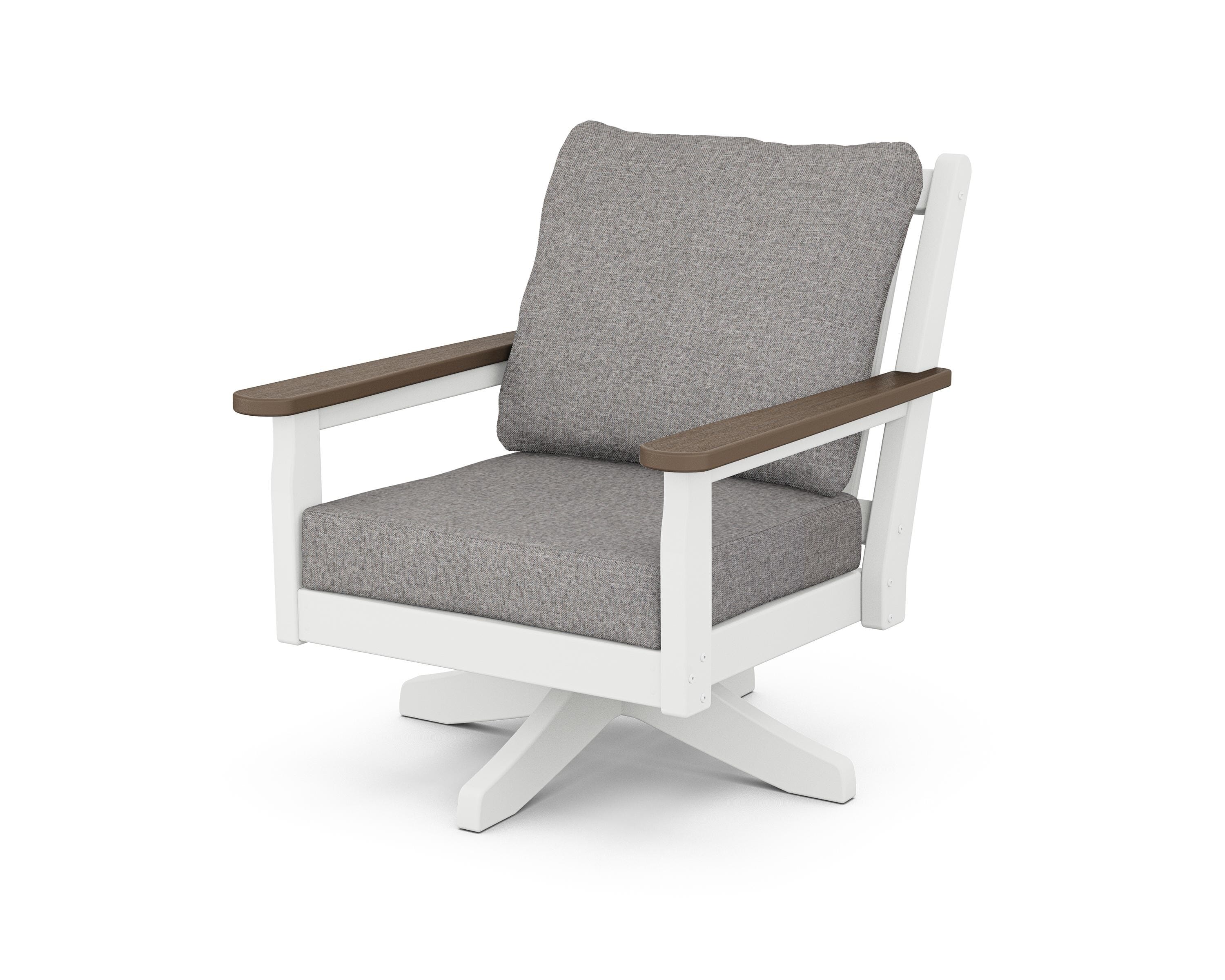 POLYWOOD® Chippendale Deep Seating Swivel Chair in White / Kona / Grey Mist