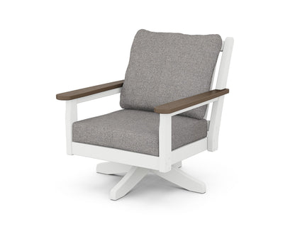POLYWOOD® Chippendale Deep Seating Swivel Chair in White / Kona / Grey Mist