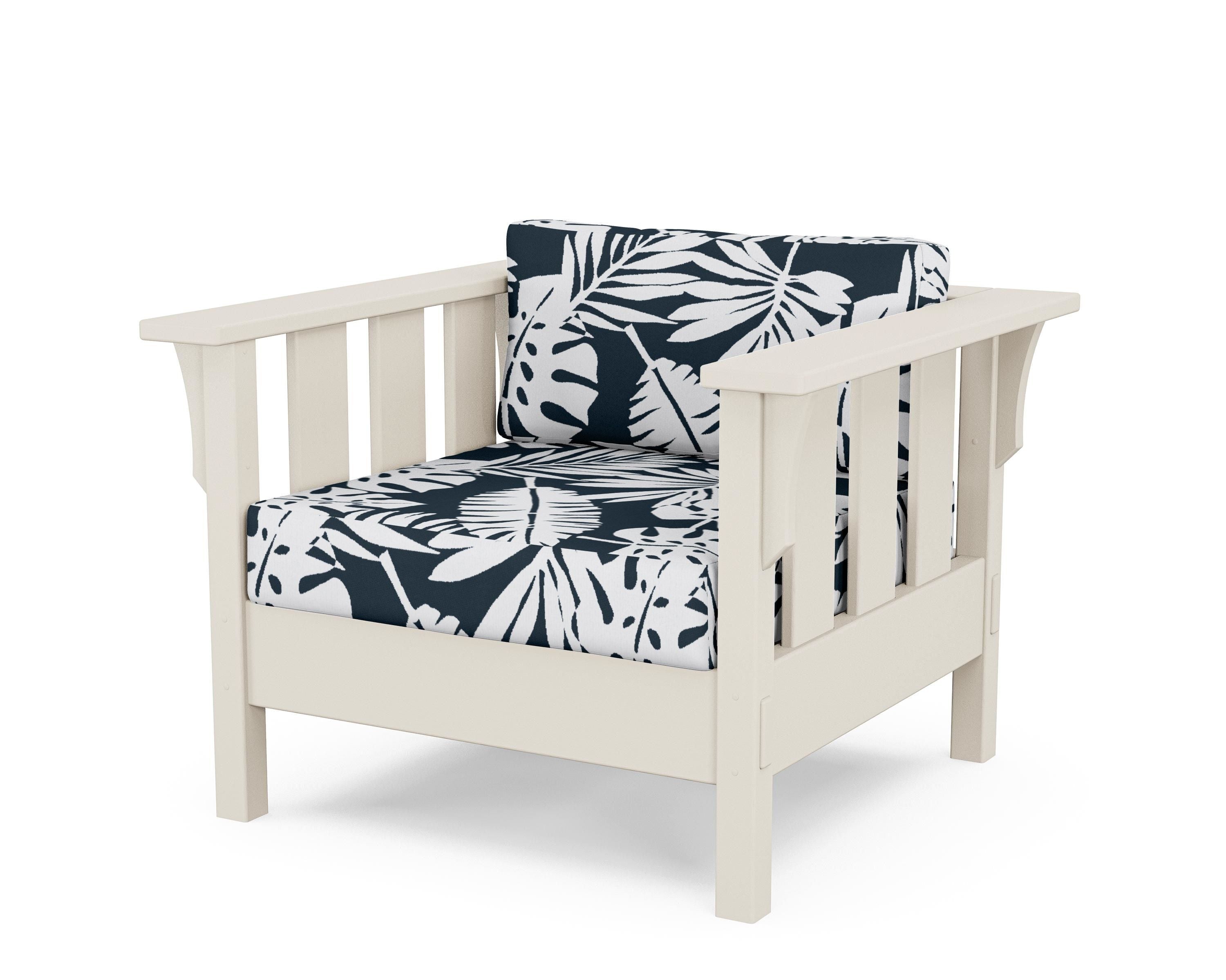 Martha Stewart by POLYWOOD® Acadia Deep Seating Chair in Sand / Leaf Marine Indigo