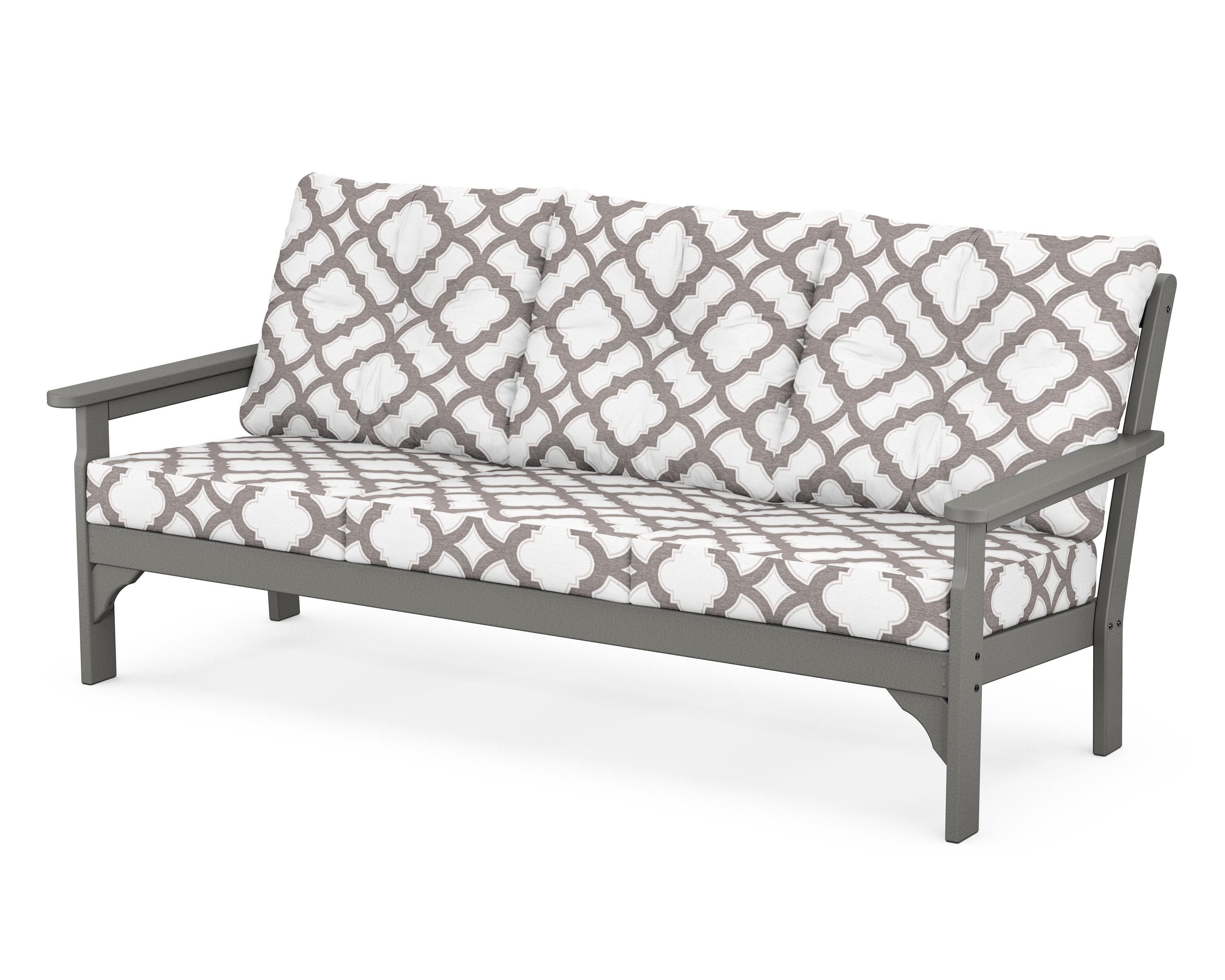POLYWOOD® Vineyard Deep Seating Sofa in Slate Grey / Trellis Grey Mist