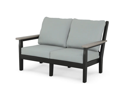 POLYWOOD® Chippendale Deep Seating Loveseat in Black / Driftwood / Spa