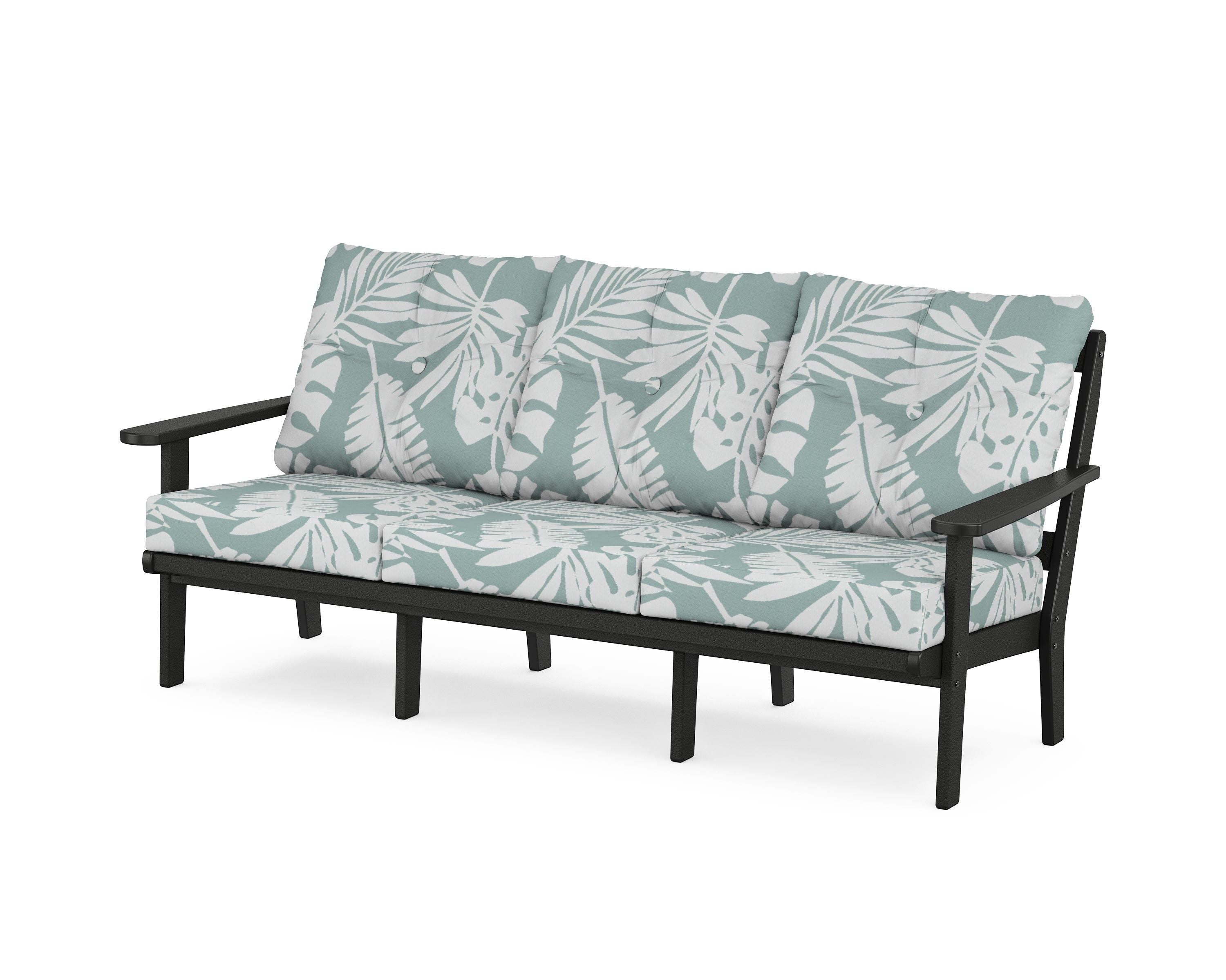 POLYWOOD® Mission Deep Seating Sofa in Black / Leaf Glacier Spa