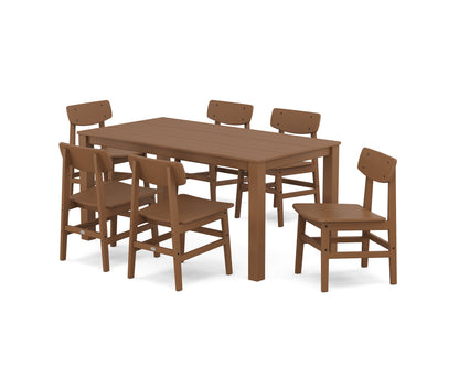 POLYWOOD® Modern Studio Urban Chair 7-Piece Parsons Table Dining Set in Teak