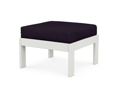 POLYWOOD® Vineyard Modular Ottoman in Vintage White / Navy Linen