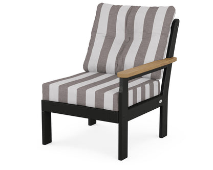 POLYWOOD® Vineyard Modular Right Arm Chair in Black / Natural / Cabana Stripe Grey Mist