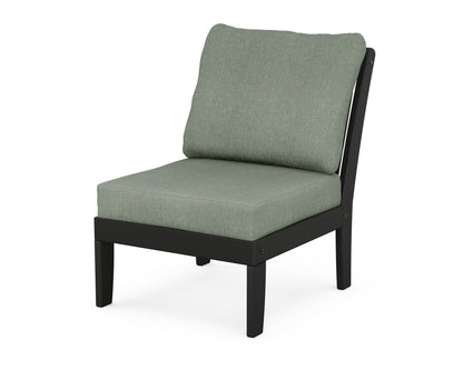 POLYWOOD® Braxton Modular Armless Chair in Black / Cast Sage