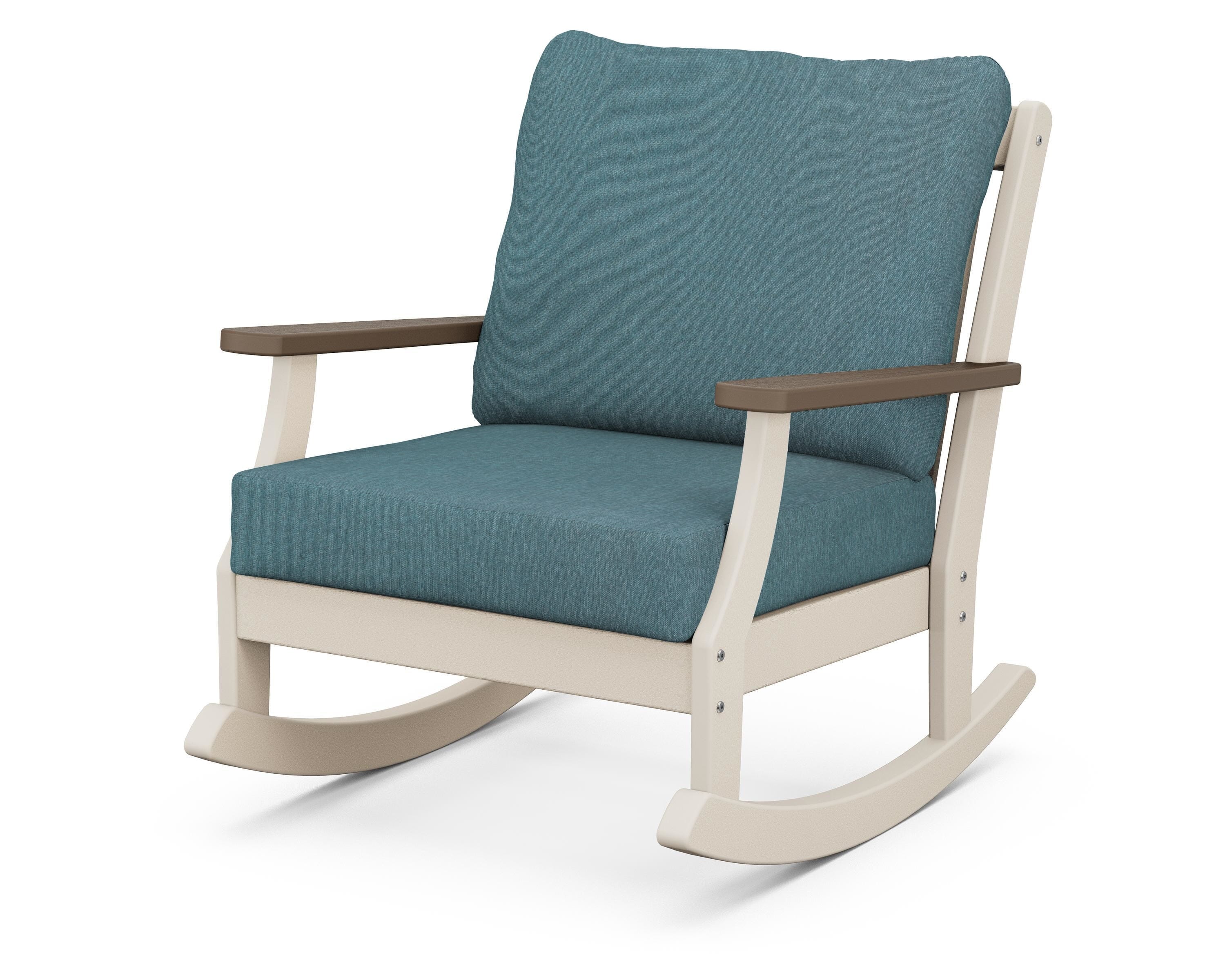 POLYWOOD® Braxton Deep Seating Rocking Chair in Sand / Kona / Ocean Teal