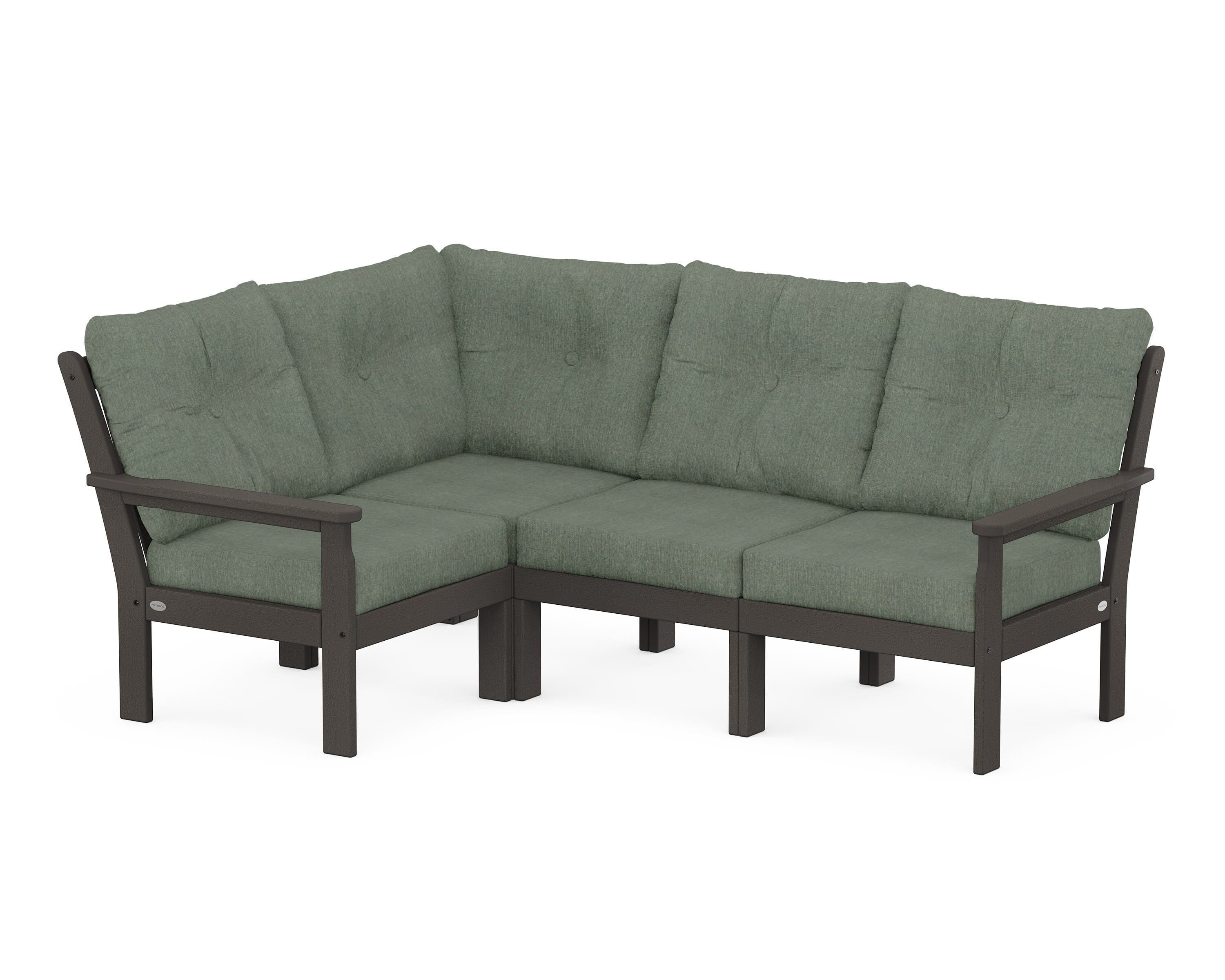 POLYWOOD® Vineyard 4-Piece Sectional in Vintage Coffee / Cast Sage