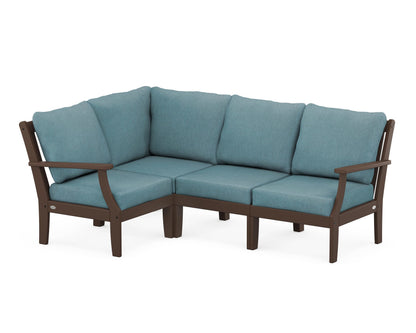 POLYWOOD® Braxton Modular 4-Piece Deep Seating Set in Mahogany / Ocean Teal