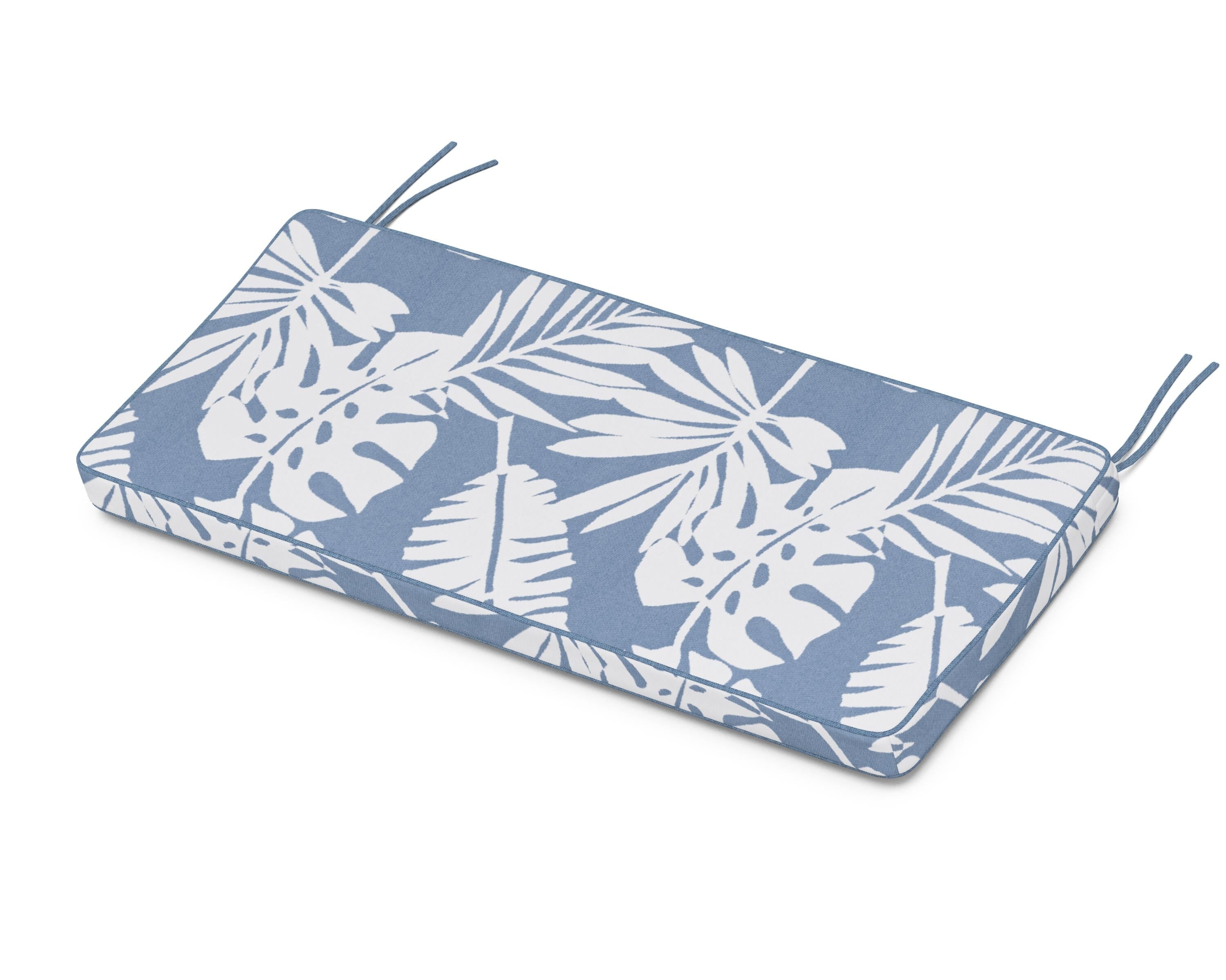Martha Stewart by POLYWOOD® Chinoiserie Bench Seat Cushion in Leaf Sky Blue