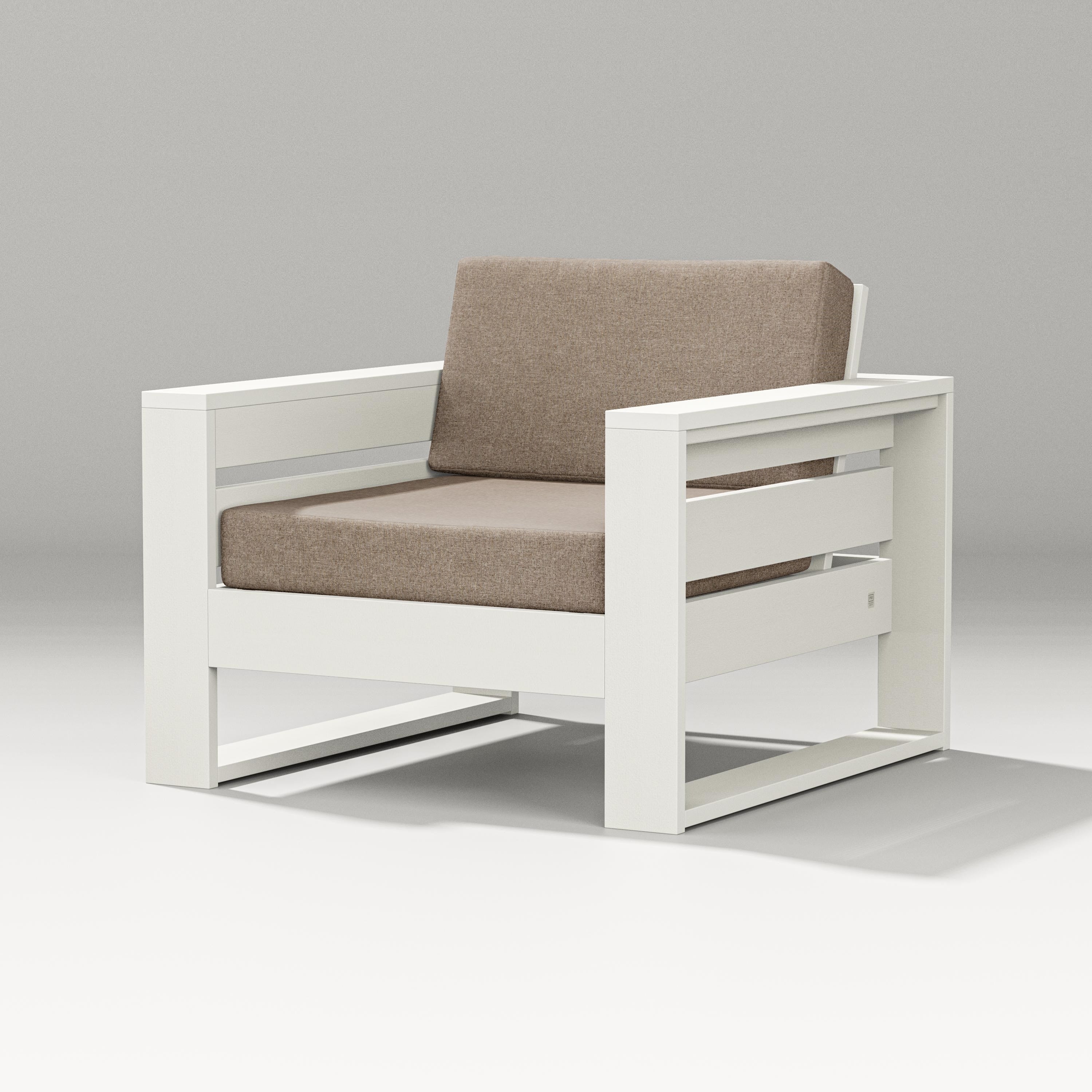 PW Designer Series Latitude Lounge Chair in Vintage White / Spiced Burlap