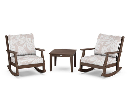 Country Living Wovendale 3-Piece Deep Seating Rocker Set in Mahogany / Leaf Dune Burlap