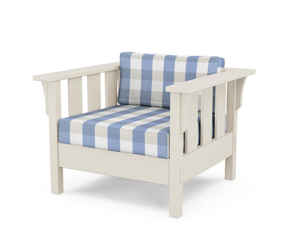 Martha Stewart by POLYWOOD® Acadia Deep Seating Chair in Sand / Buffalo Plaid Sky Blue