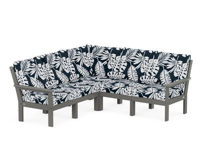 POLYWOOD® Vineyard 5-Piece Sectional in Slate Grey / Leaf Marine Indigo
