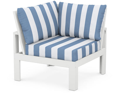 Unbranded Modular Corner Chair in White / Cabana Stripe Sky Blue