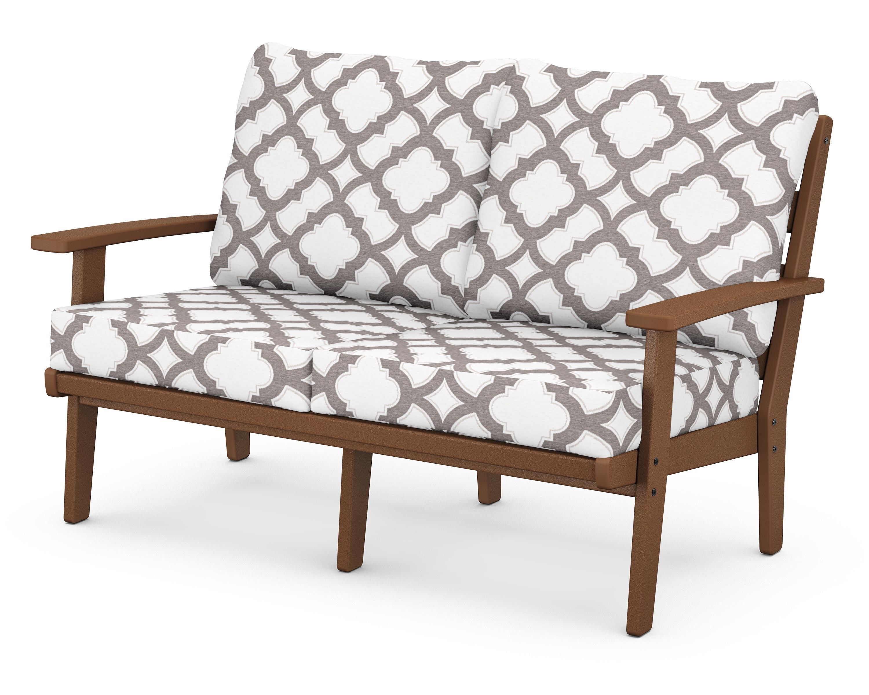 POLYWOOD® Grant Park Deep Seating Loveseat in Teak / Trellis Grey Mist