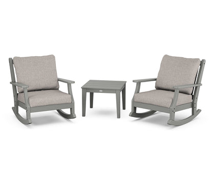 Country Living Wovendale 3-Piece Deep Seating Rocker Set in Slate Grey / Weathered Tweed