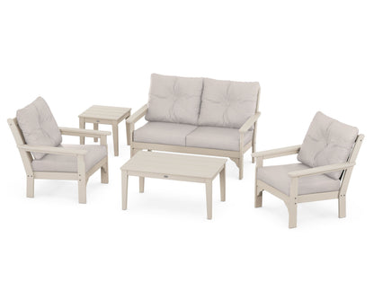 POLYWOOD® Vineyard 5-Piece Deep Seating Set in Sand / Dune Burlap