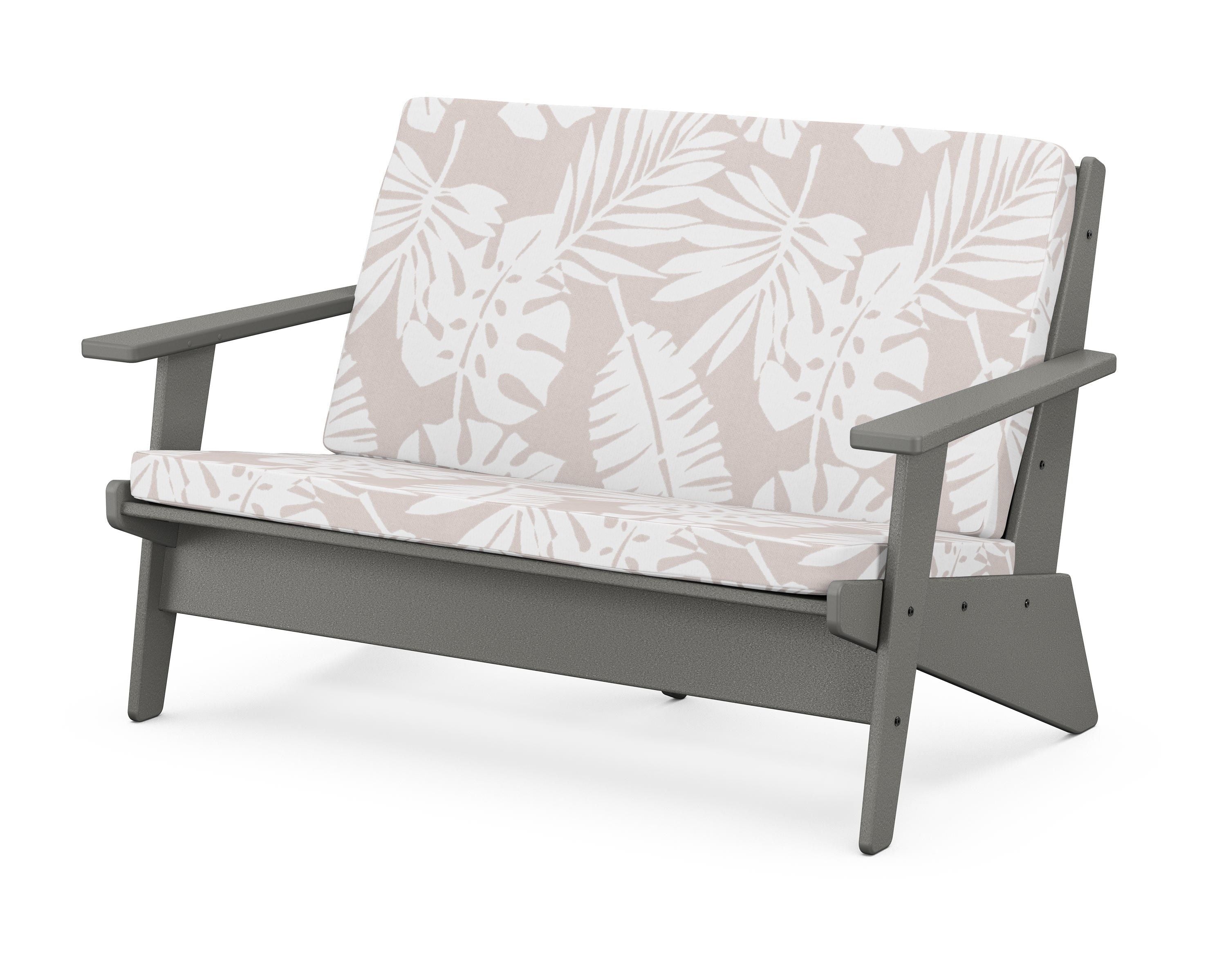 POLYWOOD® Riviera Modern Lounge Loveseat in Slate Grey / Leaf Dune Burlap