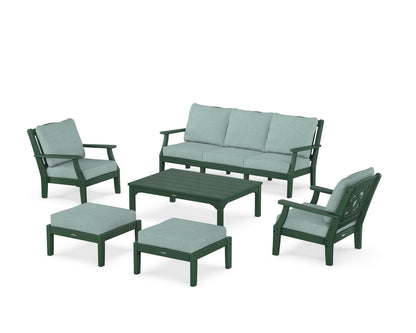 Martha Stewart by POLYWOOD® Chinoiserie 6-Piece Lounge Sofa Set in Green / Glacier Spa