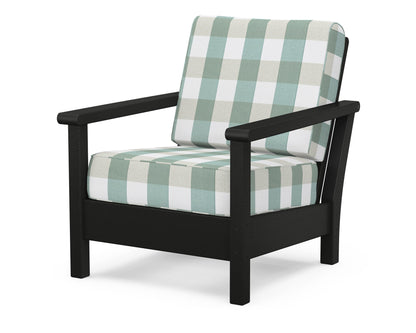 POLYWOOD® Harbour Deep Seating Chair in Black / Buffalo Plaid Glacier Spa