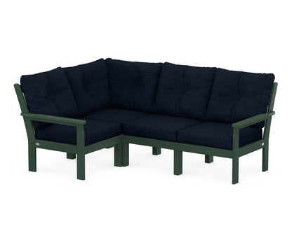 POLYWOOD® Vineyard 4-Piece Sectional in Green / Marine Indigo