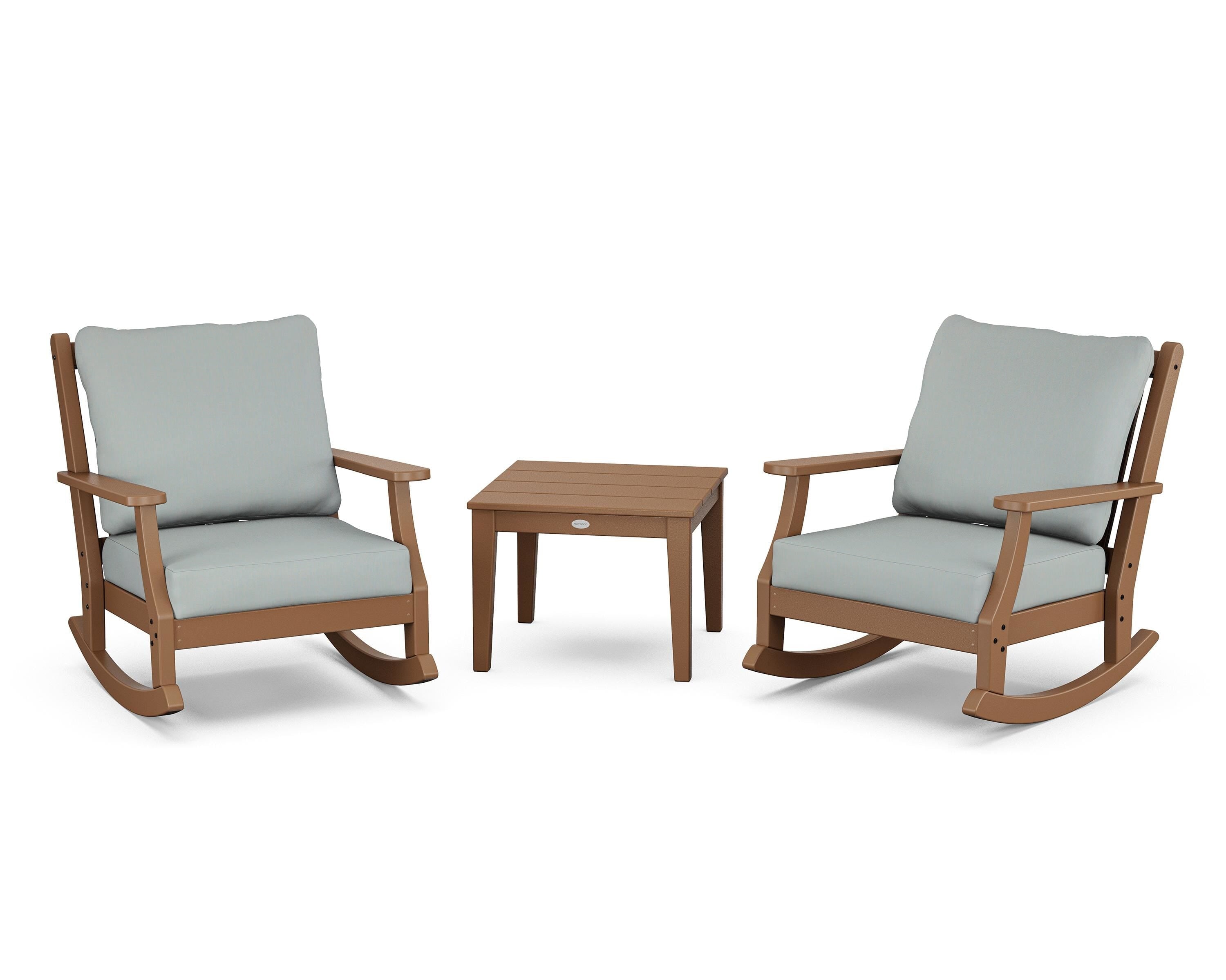 Country Living Wovendale 3-Piece Deep Seating Rocker Set in Teak / Spa
